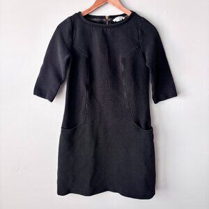 Boden Jasmine Ottoman Ribbed Cotton Blend Midi Dress 4L Black Classic whimsigoth